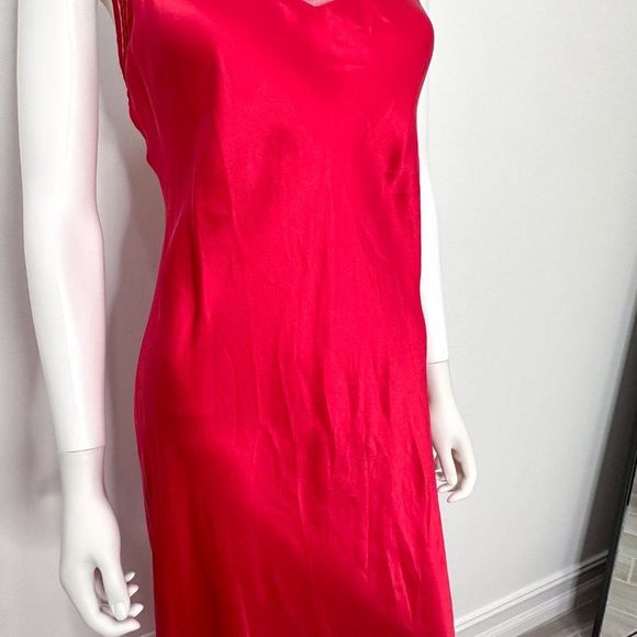 Victoria’s Secret Vintage Y2K Silk Slip Dress Maxi Mesh Detail in Red Women's - Picture 6 of 16